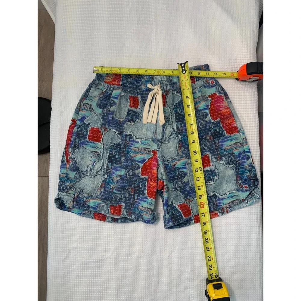 (G-217) Nova Men Swim Trunks Shorts Size M Multicolor Abstract Print‎ Drawstring